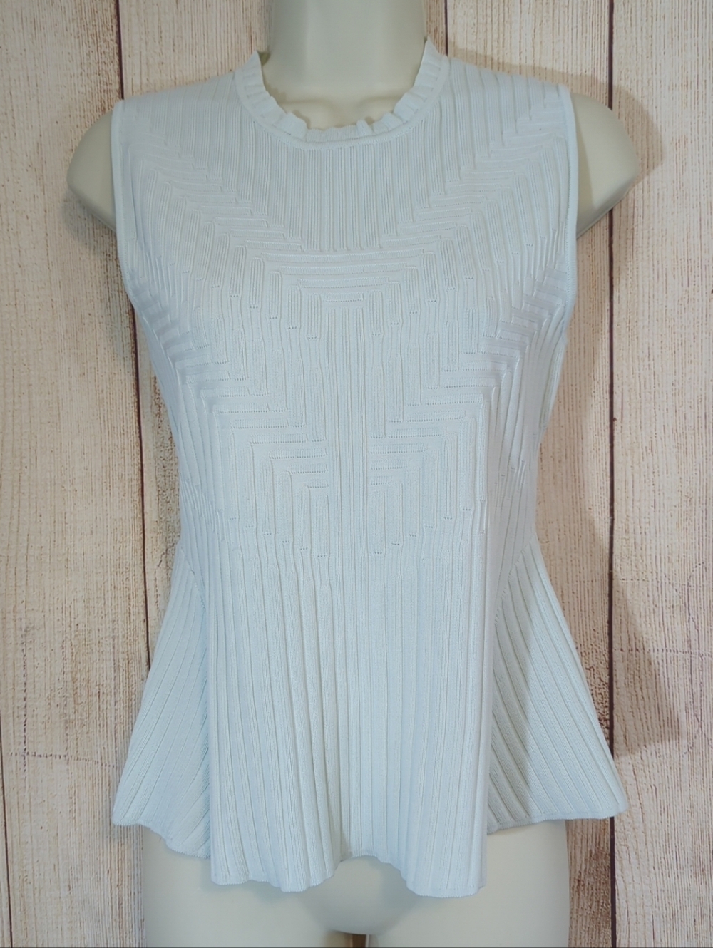 Halogen Ribbed Peplum Sleeveless Sweater Mint Green Small